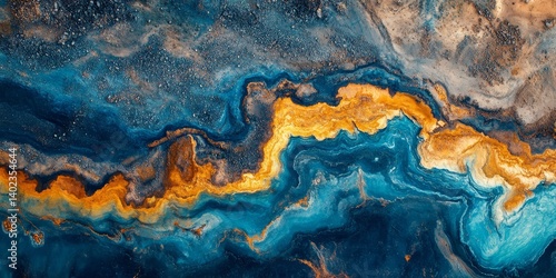 Vibrant aerial view of open pit mine in Cobar Outback Australia, Generative AI