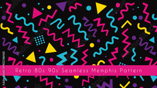 Retro 80s 90s Seamless Memphis Pattern Colorful Geometric Vector Background Design