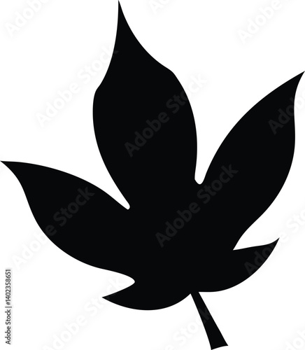 Autumn Leaf Stencil Graphic in Bold Black for Seasonal Printmaking