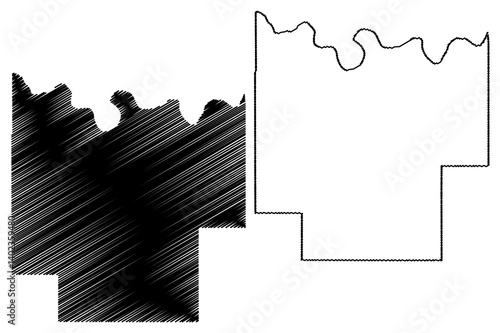 Pontotoc County, Oklahoma State (U.S. county, United States of America, USA, U.S., US) map vector illustration, scribble sketch Pontotoc map