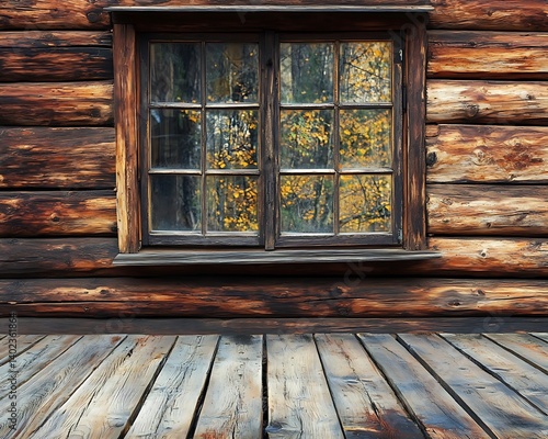 Obraz na płótnie Log Cabin Window Autumn w salonie