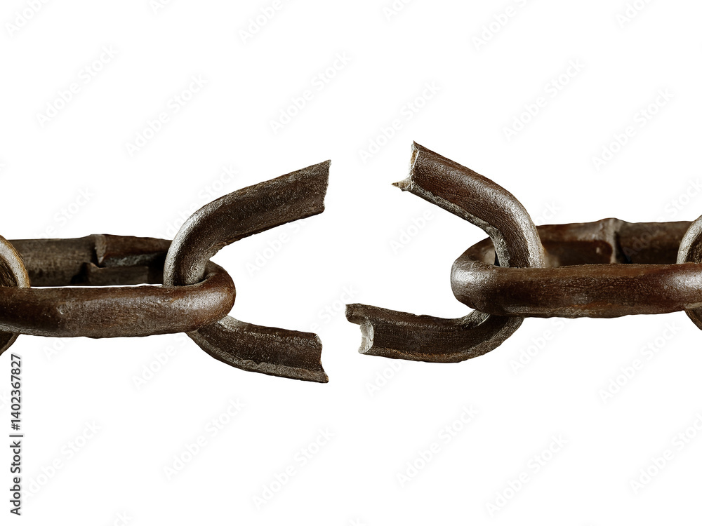 Obraz premium old rusty broken chain isolated