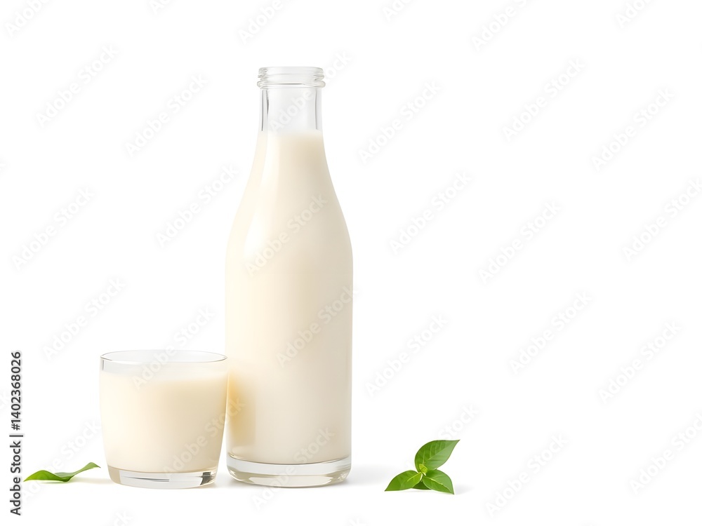 Fresh Milk in Glass and Bottle Isolated on White Background – Healthy Dairy Beverage Product Photo Fresh Milk in Glass and Bottle Isolated on White Background – Healthy Dairy Beverage Product Photo