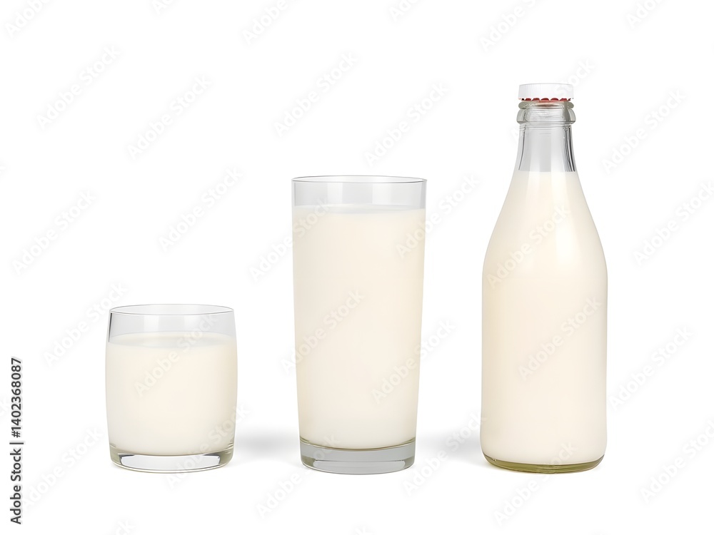 Fresh Milk in Glass and Bottle Isolated on White Background – Healthy Dairy Beverage Product Photo Fresh Milk in Glass and Bottle Isolated on White Background – Healthy Dairy Beverage Product Photo