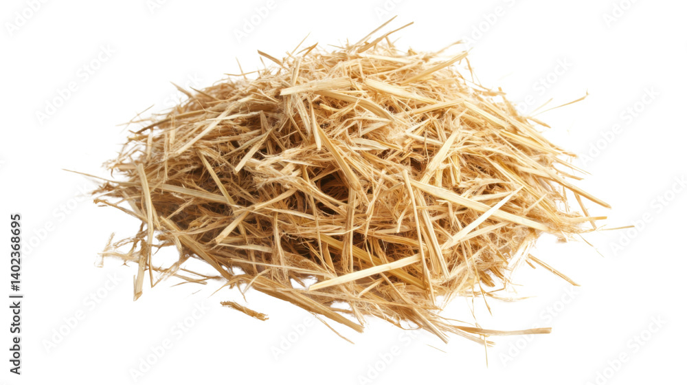 Fototapeta premium Pile of Straw Isolated on White Background for Agricultural and Natural Concept