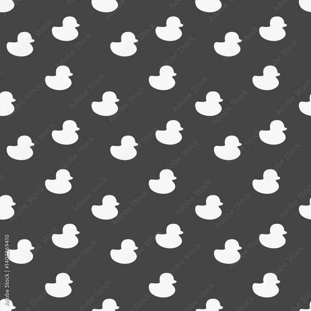Little duck seamless pattern. Bath bird on black background. Simple illustration print. Vector Little duck seamless pattern. Bath bird on black background. Simple illustration print. Vector