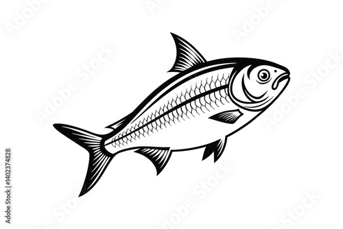 American Gizzard Shad fish vector, Fish silhouette