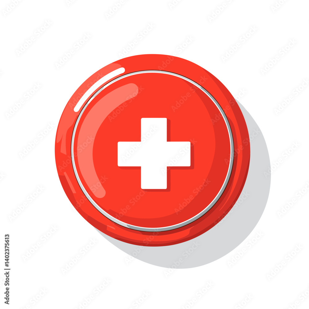 Red Circle Button with White Plus Sign Red Circle Button with White Plus Sign