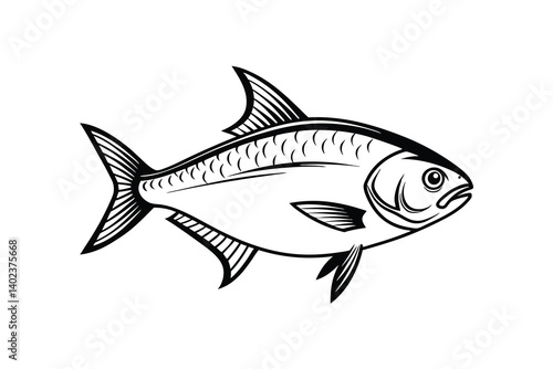 American Gizzard Shad fish vector, Fish silhouette