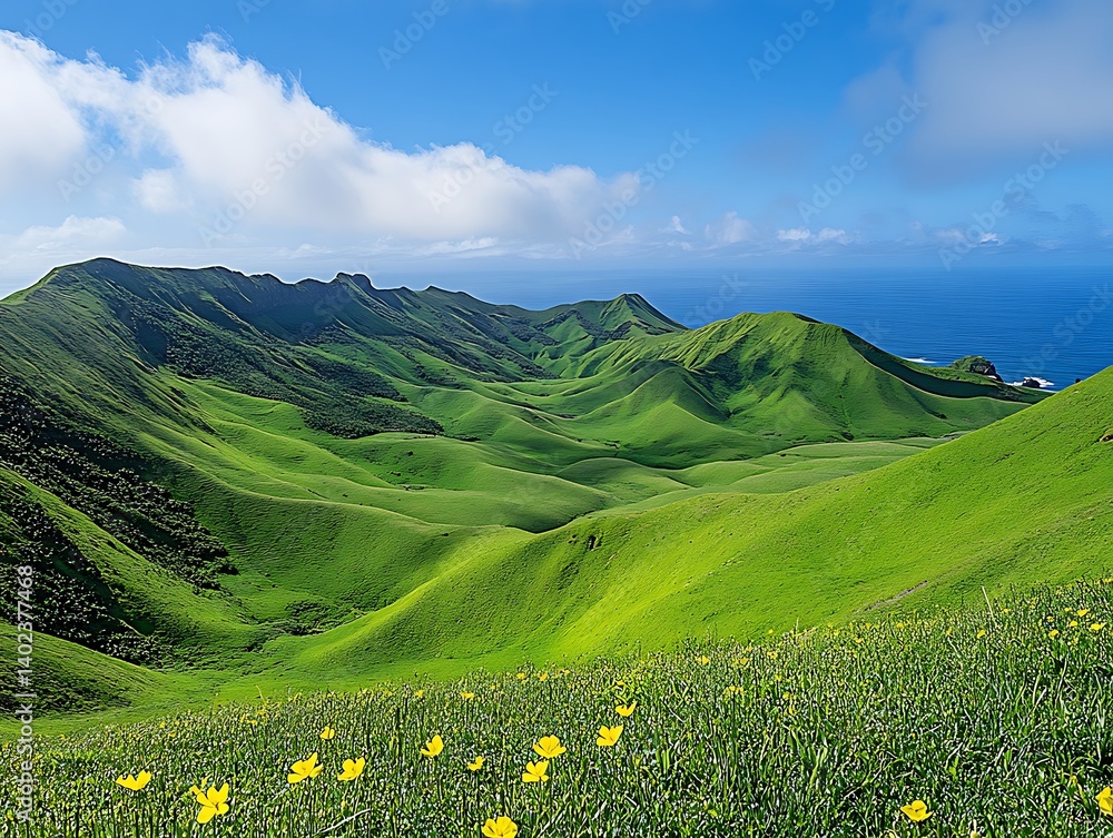 Lush Green Hills Ocean View