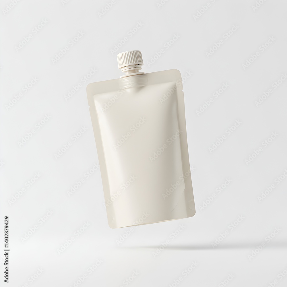 Angled floating white pouch mockup with shadow Angled floating white pouch mockup with shadow