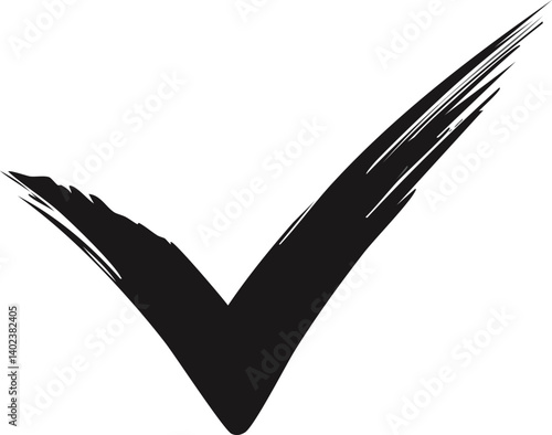 Vector Minimalist Checkmark Icon with Dynamic Swoosh and Stark Contrast for Positive Affirmation