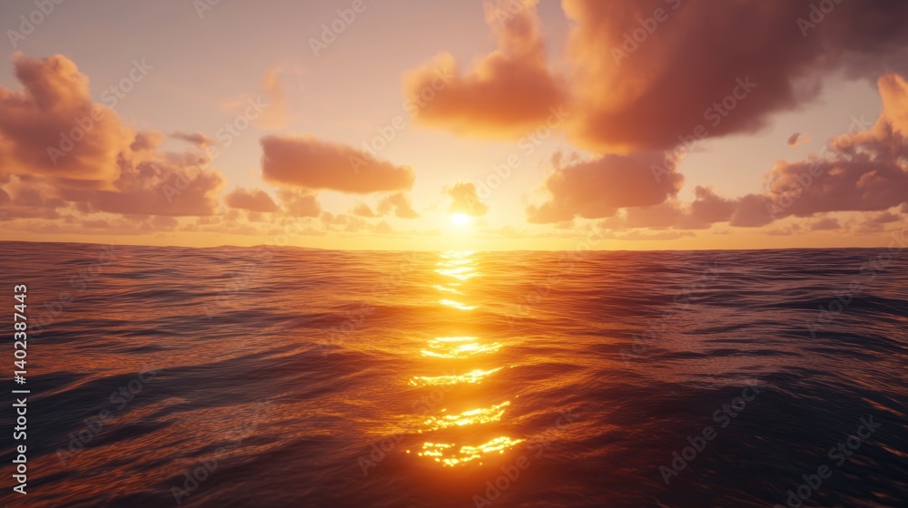 Obraz premium Golden Sunset Over Calm Ocean (1)