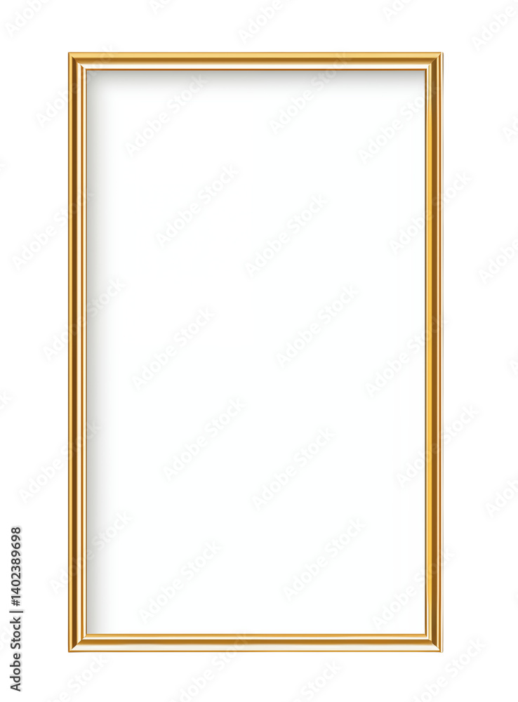A simple rectangular golden frame with a white background on a design element on transparent background png A simple rectangular golden frame with a white background on a design element on transparent background png