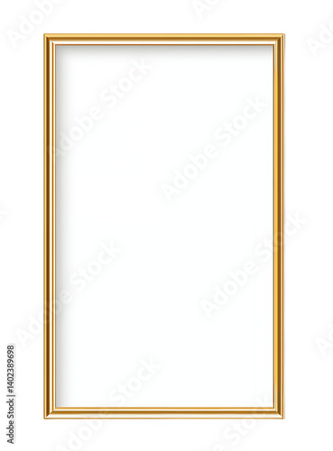 A simple rectangular golden frame with a white background on a design element  on transparent background png
