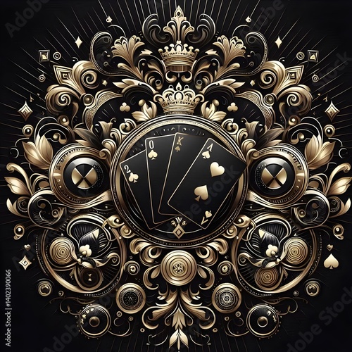 Elegant Black Background with Poker Card Symbols Luxury Vector Design for Casino, Gaming, and Premium Branding