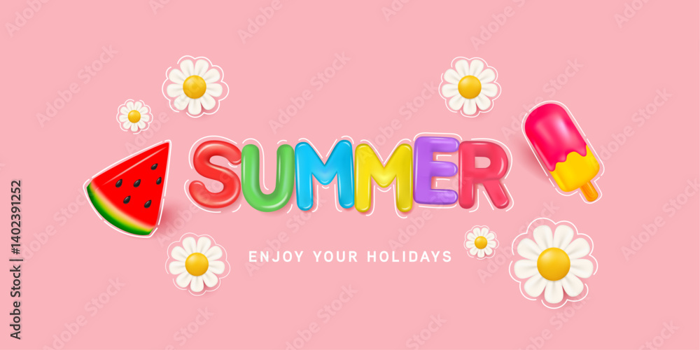 Summer 3d colorful font style, editable text effect, shiny bold 3d text style. Summer 3d colorful font style, editable text effect, shiny bold 3d text style.