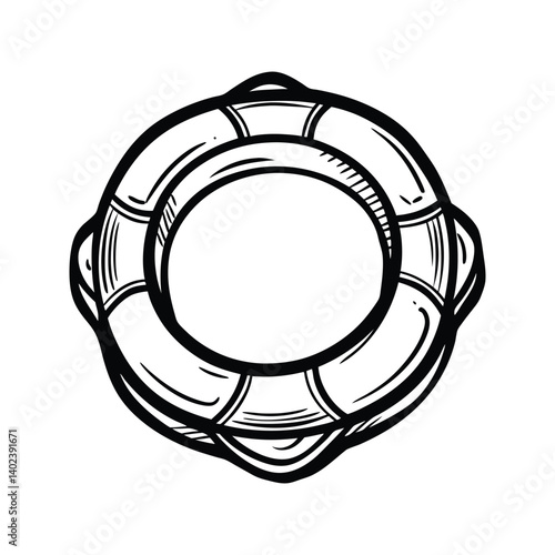 Floating lifebuoy lifesaving gear icon silhouette vector with white background