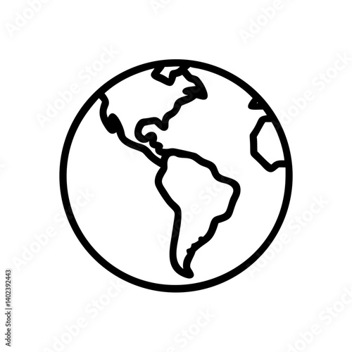 Ícone de globo com vista para a América do Sul isolado em fundo transparente PNG ou branco SVG - Ícono de un globo con una vista centrada en América del Sur y México