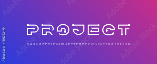 Technology font, digital cyber alphabet made future space style, letters A, B, C, D, E, F, G, H, I, J, K, L, M, N, O, P, Q, R, S, T, U, V, W, X, Y, Z, numerals 0, 1, 2, 3, 4, 5, 6, 7, 8, 9