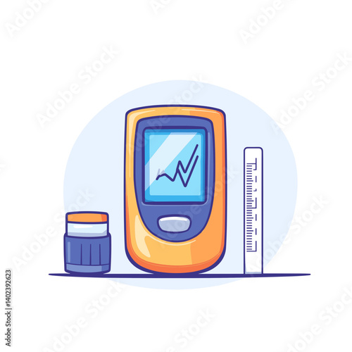 Medical Device Illustration: Digital Health Monitor with Chart