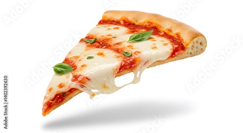 slices of margherita pizza isolated on white background.