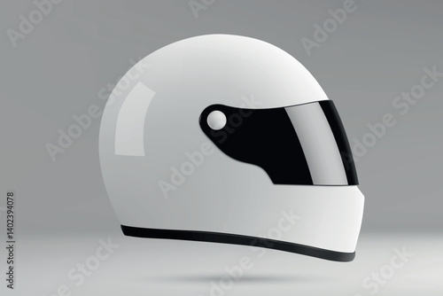Obraz na płótnie White full face helmet with black visor side view w salonie