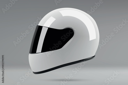 Obraz na płótnie Glossy white motorcycle helmet with black tinted visor w salonie