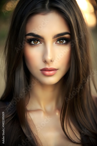 Wallpaper Mural Elegant Portrait of a Young Russian Woman in Soft Golden Light Torontodigital.ca