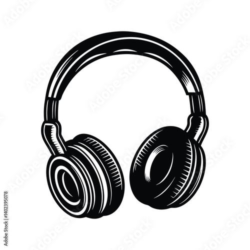 Wallpaper Mural High-end audiophile headphone premium sound icon silhouette vector with white background Torontodigital.ca