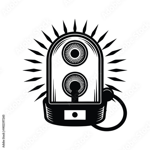 Industrial alarm hazard alert icon silhouette vector with white background