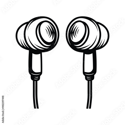 In-ear monitors headphone sound isolation icon silhouette vector with white background