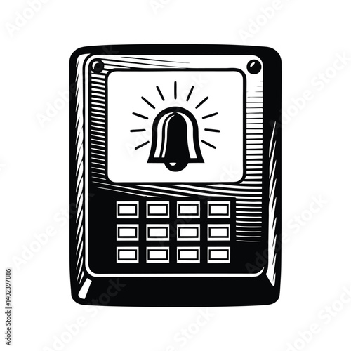 Intruder alarm threat detection icon silhouette vector with white background