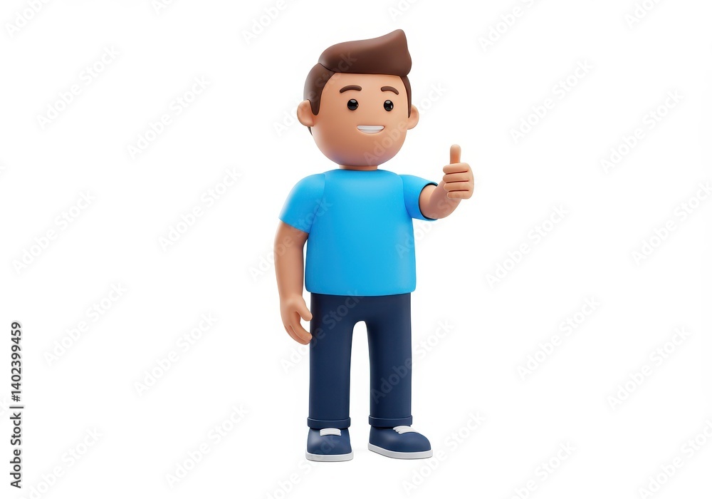 3D illustration of a humanoid figure giving a thumbs-up with a confident stance and positive expression 3D illustration of a humanoid figure giving a thumbs-up with a confident stance and positive expression