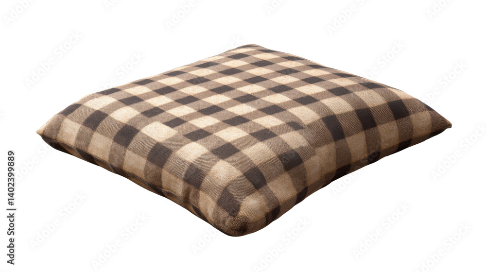 Brown and Tan Checkered Pillow: A decorative, comfy square pillow with a charming plaid pattern of brown and tan squares. The pillow is a statement piece for interior design. Brown and Tan Checkered Pillow: A decorative, comfy square pillow with a charming plaid pattern of brown and tan squares. The pillow is a statement piece for interior design.