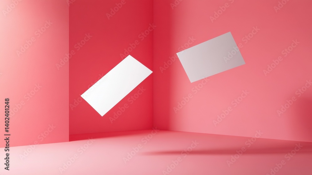 Blank flying vertical business card mockup illustration Blank flying vertical business card mockup illustration