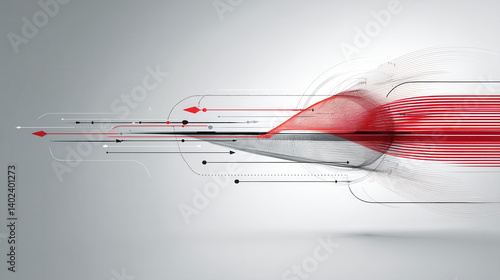Dynamic style hybrid energy schematic with flowing red and black lines, symbolizing innovation and motion