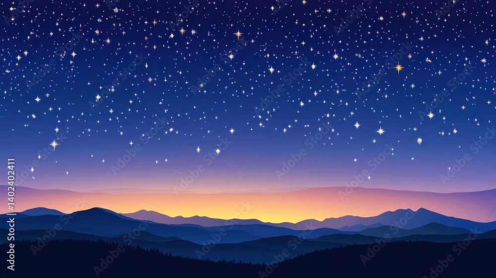 Fototapeta premium A blue and purple sky with a lot of stars illustration
