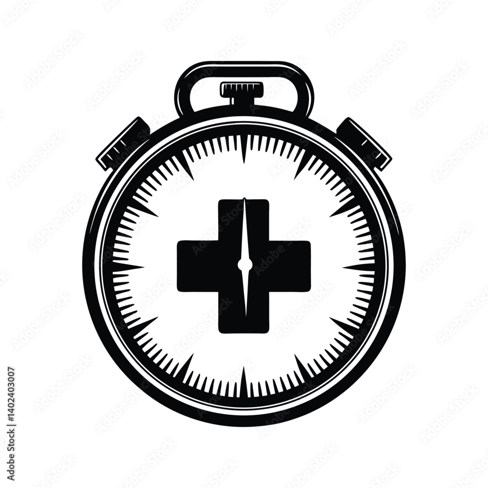 Obraz premium Medical alarm health safety icon silhouette vector with white background