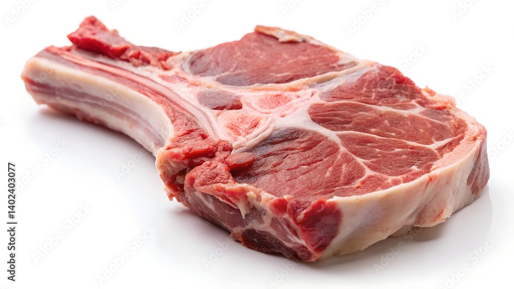Raw Lamb Chop – Tender Pink Flesh with Visible Fat Marbles for Premium Cooking


