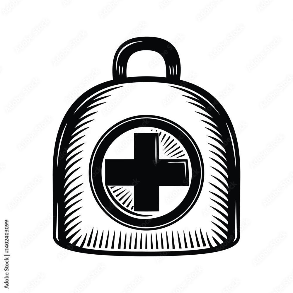 Fototapeta premium Medical alarm healthcare emergency icon silhouette vector with white background