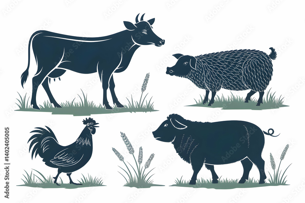 Fototapeta premium farm animals set