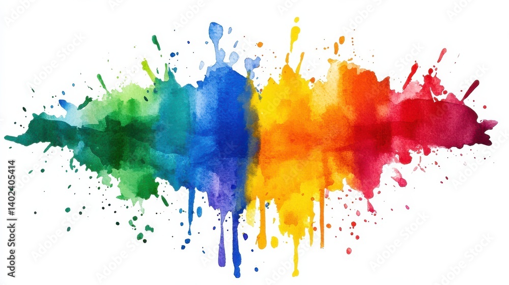 Fototapeta premium Abstract watercolor rainbow splashes background illustration