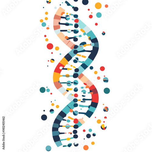 Colorful Abstract DNA Double Helix Illustration