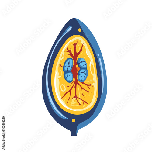 Detailed Illustration of Human Kidney Anatomy