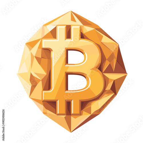 Golden Bitcoin Diamond Cryptocurrency Digital Asset