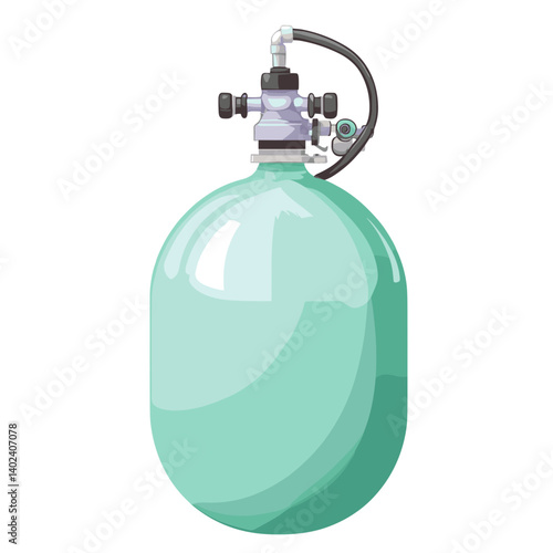Light Green Oxygen Tank with Pressure Valve