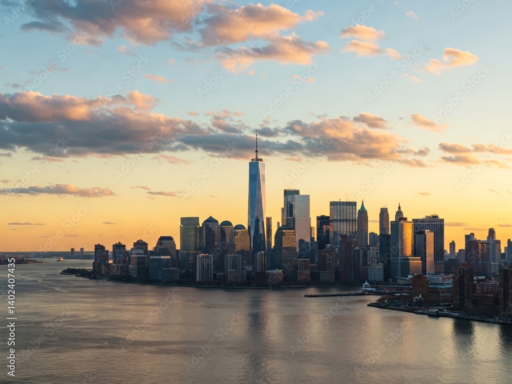 custom made wallpaper toronto digitalNew York City skyline at sunset, viewed from the water.