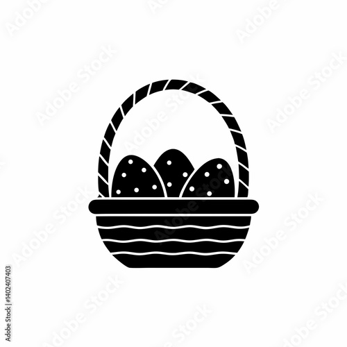 creative details Basket with Eggs Icon Vector Illustration