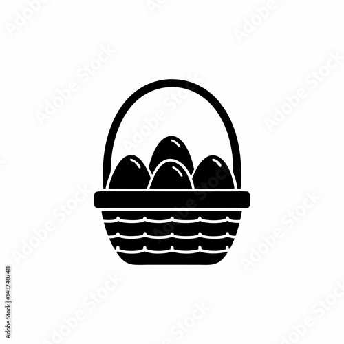 creative details Basket with Eggs Icon Vector Illustration